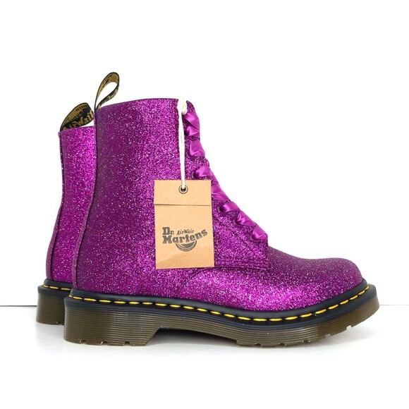 NIB Dr Martens Purple Glitter 1460 Pascal Ankle Boots Women’s 6 Shoes - Picture 3 of 13